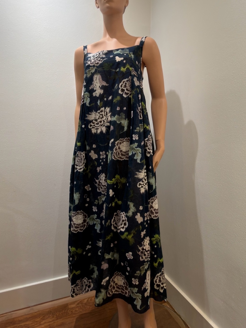 ADAM LIPPES Navy Floral Maxi Dress